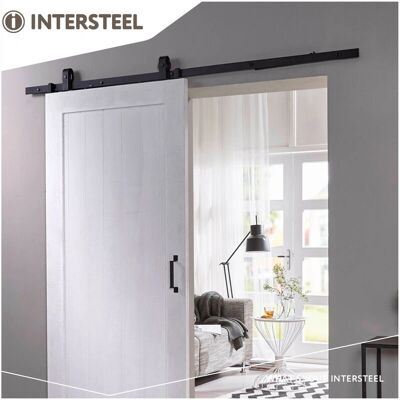 Intersteel - Schiebetürsystem - 2000mm Schwarz - Max 100kg Intersteel - Schiebetürsystem - 2000mm Schwarz - Max 100kg
