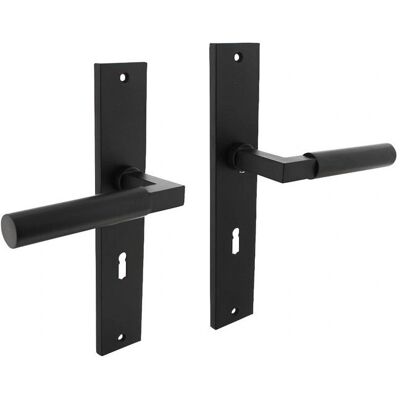 Intersteel Schwarze Bau-Stil Türgriff auf Langschild 245x45mm - Türklinke Intersteel Schwarze Bau-Stil Türgriff auf Langschild 245x45mm - Türklinke