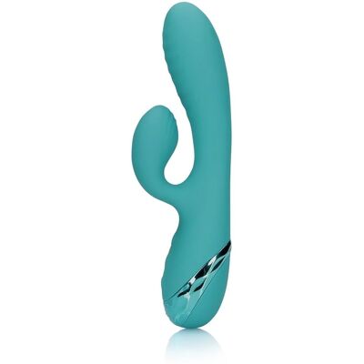 Vibromasseur lapin gonflable Loveline - Bleu paon - Stimulation du point G - 10 vitesses Vibromasseur lapin gonflable Loveline - Bleu paon - Stimulation du point G - 10 vitesses