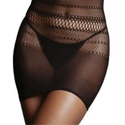 Vestito Mini con Collo in Pizzo e Rete Alta - Nero - Taglia Unica Vestito Mini con Collo in Pizzo e Rete Alta - Nero - Taglia Unica