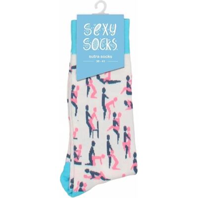 Chaussettes Kama Sutra Positions Sexuelles - Blanc - Publicité Chaussettes Kama Sutra Positions Sexuelles - Blanc - Publicité