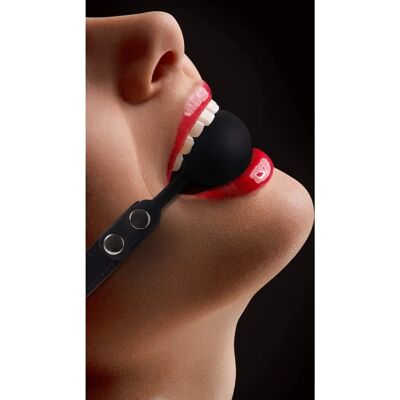 Ouch! Bondage Ball Gag - Musta, Violetti, Punainen Ouch! Bondage Ball Gag - Musta, Violetti, Punainen