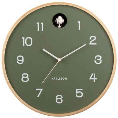 Horloge coucou naturel Karlsson - Vert, mural, rond, bois - Publicité Horloge coucou naturel Karlsson - Vert, mural, rond, bois - Publicité