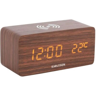 Karlsson Wecker, Dunkles Holz, mit kabellosem Laden Karlsson Wecker, Dunkles Holz, mit kabellosem Laden