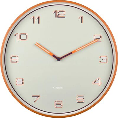 Karlsson Orange Vægur - 40cm Diameter - Linjerede Tal Karlsson Orange Vægur - 40cm Diameter - Linjerede Tal