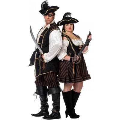 Metamorph Pirate Costume - Brown, Striped Pants, Polyester - Pirate Costume Metamorph Pirate Costume - Brown, Striped Pants, Polyester - Pirate Costume