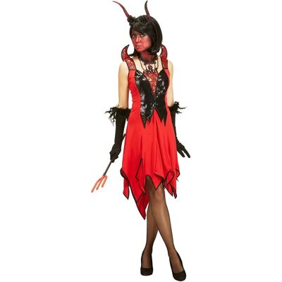 buttinette Rotes/schwarzes Pailletten-Kleid mit Hörner - Kleid buttinette Rotes/schwarzes Pailletten-Kleid mit Hörner - Kleid