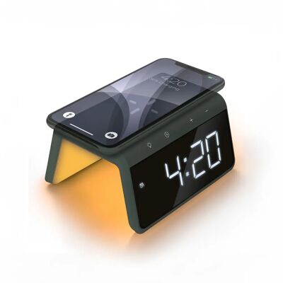 Réveil vert Midnight avec chargeur sans fil - Lumière double de réveil Réveil vert Midnight avec chargeur sans fil - Lumière double de réveil