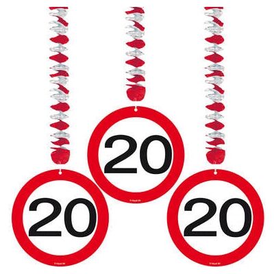 Folat 05119 - 20. Geburtstag Verkehrsschild Hänger - 3 Stück Folat 05119 - 20. Geburtstag Verkehrsschild Hänger - 3 Stück