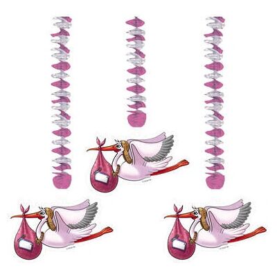 Folat BV Rosa Hangdekoration, 3 Stück. Folat BV Rosa Hangdekoration, 3 Stück.