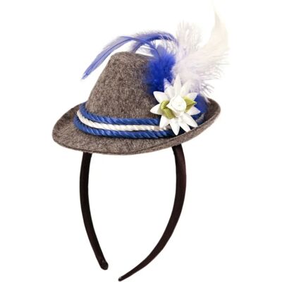 Hisab/Joker Grijze Blauwe Witte Gele Tiroler Haarband - Accessoire Hisab/Joker Grijze Blauwe Witte Gele Tiroler Haarband - Accessoire