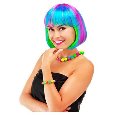 Folat Modello 26692 Parrucca per Costume Neon Multicolore - Parrucca Folat Modello 26692 Parrucca per Costume Neon Multicolore - Parrucca