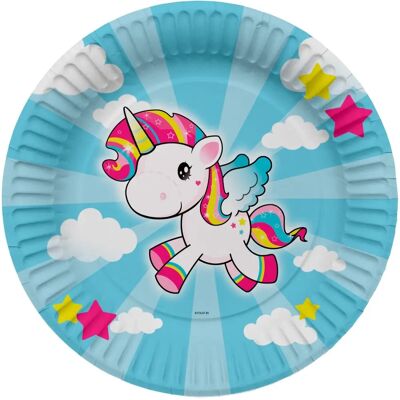 Folat Einhorn Party Platte - 8 Stuks - 23cm Folat Einhorn Party Platte - 8 Stuks - 23cm