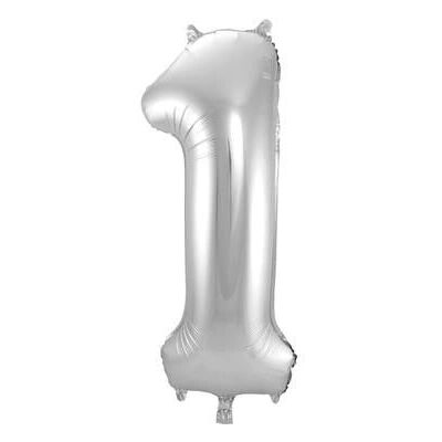 Folat 8714572631716 Number 1 Silver Foil Balloon - Toy Balloon Folat 8714572631716 Number 1 Silver Foil Balloon - Toy Balloon