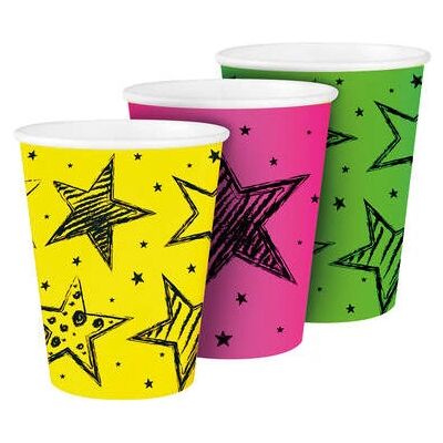 Gobelets Jetables Neon Party Folat - 6 pcs, 250 ml - Publicité Gobelets Jetables Neon Party Folat - 6 pcs, 250 ml - Publicité
