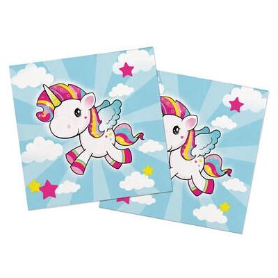 Folat Einhorn Servietten - 20 St Blau, Pink - Serviette Folat Einhorn Servietten - 20 St Blau, Pink - Serviette