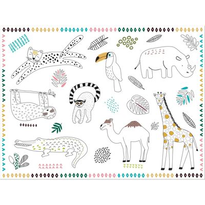 Folat Modell Wildtiere Ausmal- und Platzdeckchen-Set Folat Modell Wildtiere Ausmal- und Platzdeckchen-Set