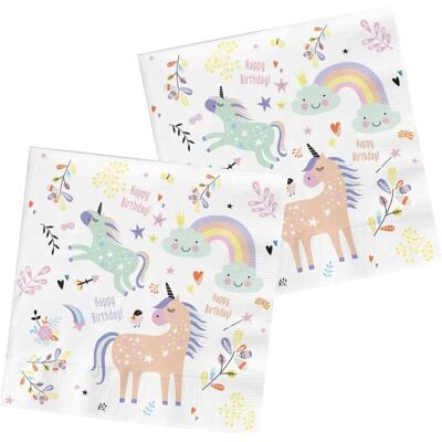 Luck and Luck Einhorn Regenbogen Papier Servietten - Mädchen Geburtstag Party Luck and Luck Einhorn Regenbogen Papier Servietten - Mädchen Geburtstag Party