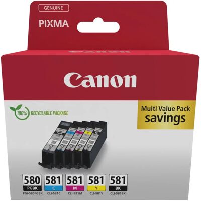 Canon PGI-580 PGBK/CLI-581 Multipack 5 Pack (2078C008) Canon PGI-580 PGBK/CLI-581 Multipack 5 Pack (2078C008)