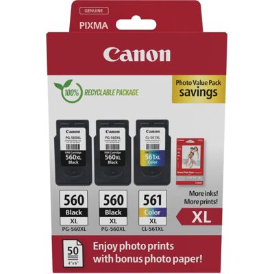 Canon PG-560XL/CL-561XL Πακέτο Φωτογραφίας Αξίας (3712C012) Canon PG-560XL/CL-561XL Πακέτο Φωτογραφίας Αξίας (3712C012)