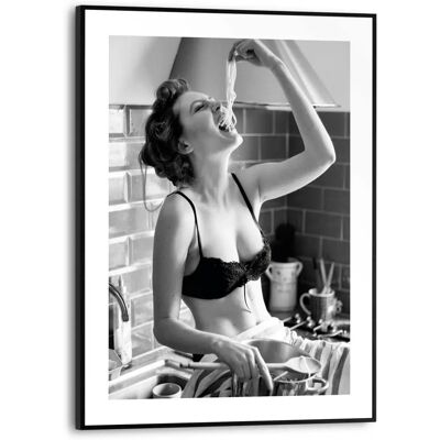 REINDERS - Pasta Lady Bilder - Schwarz - 30x40 cm - Poster REINDERS - Pasta Lady Bilder - Schwarz - 30x40 cm - Poster