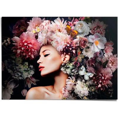 Reinders - Frau mit Blumenhut - 140x100 cm - rosa - Poster Reinders - Frau mit Blumenhut - 140x100 cm - rosa - Poster