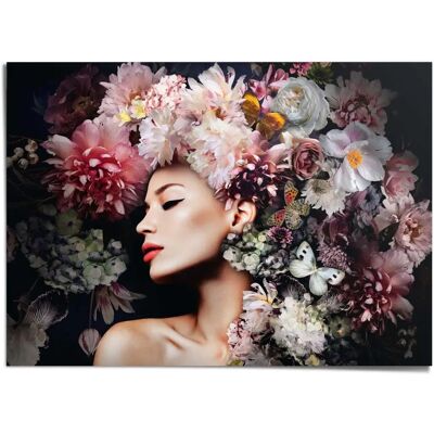 Reinders - Frau mit Blumenhut - 140x100 cm - rosa - Poster Reinders - Frau mit Blumenhut - 140x100 cm - rosa - Poster