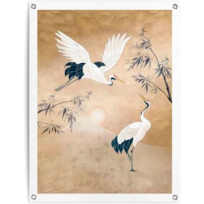 REINDERS - Kraniche in Gold - Gelb - 60x80 cm Poster REINDERS - Kraniche in Gold - Gelb - 60x80 cm Poster