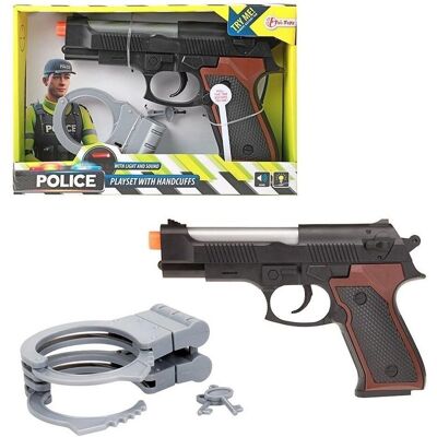 Toi-Toys Politie speelgoed pistool met handboeien - Licht & Geluid - Batterijen inbegrepen Toi-Toys Politie speelgoed pistool met handboeien - Licht & Geluid - Batterijen inbegrepen
