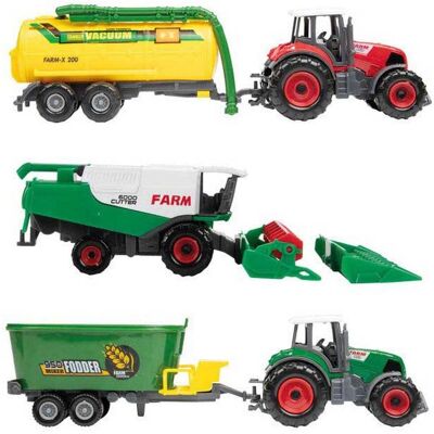 Toi-Toys Metaal Tractor Set - 3 Tractors & 3 Aanhangers - Veel Kleuren Toi-Toys Metaal Tractor Set - 3 Tractors & 3 Aanhangers - Veel Kleuren