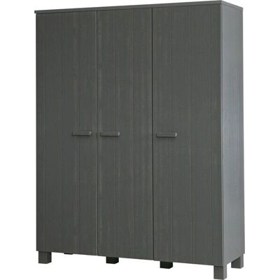 WOOOD Dennis - 3-türiger Kleiderschrank - Grau WOOOD Dennis - 3-türiger Kleiderschrank - Grau