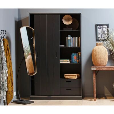 Garde-robe WOOOD Move - Porte coulissante - Noir - Armoire - Publicité Garde-robe WOOOD Move - Porte coulissante - Noir - Armoire - Publicité