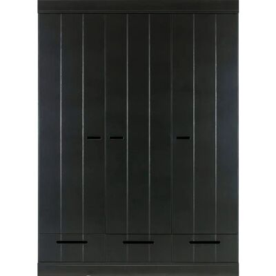 WOOOD Connect 3-dörrars garderob - Svart, Furu, 140x195x53cm WOOOD Connect 3-dörrars garderob - Svart, Furu, 140x195x53cm