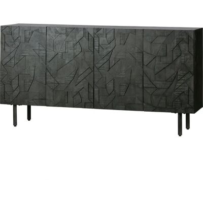 BePureHome Mangoholz Sideboard - 4 Türen - Schwarz - 160x40x83cm BePureHome Mangoholz Sideboard - 4 Türen - Schwarz - 160x40x83cm