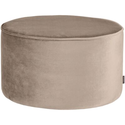 Woood Sara - Runder Samtpouf - Beige - Hocker Woood Sara - Runder Samtpouf - Beige - Hocker