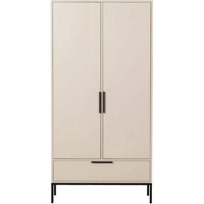 Woood Adam - Armario de madera con 2 puertas y 1 cajón - Beige Woood Adam - Armario de madera con 2 puertas y 1 cajón - Beige