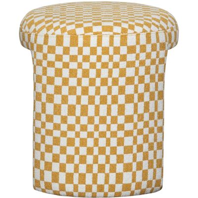 Woood Charlie Pouf - Damier Stoff - Gelb Woood Charlie Pouf - Damier Stoff - Gelb