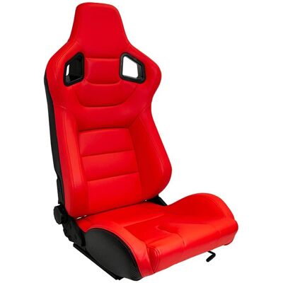 Siège AutoStyle RK - Cuir artificiel rouge - Dossier réglable double - Intérieur voiture Siège AutoStyle RK - Cuir artificiel rouge - Dossier réglable double - Intérieur voiture