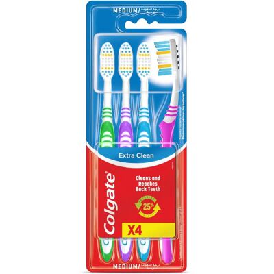 Colgate Extra Clean - Fogkefék - Közepes méretű, 4 darab Colgate Extra Clean - Fogkefék - Közepes méretű, 4 darab
