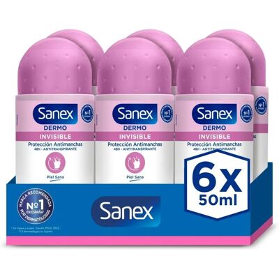 Sanex Dermo Invisible Roll-On Antitranspirant 50ml, lot de 6 - Publicité Sanex Dermo Invisible Roll-On Antitranspirant 50ml, lot de 6 - Publicité