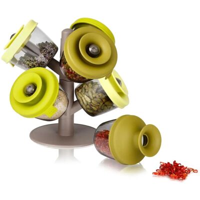 Vacu Vin Popsome Set di 6 Contenitori per Spezie con Supporto ad Albero Vacu Vin Popsome Set di 6 Contenitori per Spezie con Supporto ad Albero