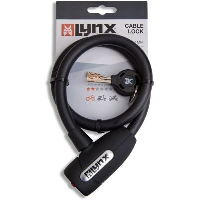 Lynx 60cm Stalen Kabelslot met Auto-Click - 2 Sleutels Lynx 60cm Stalen Kabelslot met Auto-Click - 2 Sleutels