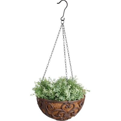 Jardinera colgante de hierro fundido marrón antiguo - Esschert Design Jardinera colgante de hierro fundido marrón antiguo - Esschert Design