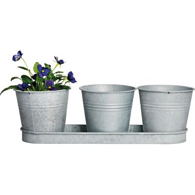 Ensemble de 3 Pots en Zinc Esschert Design - Argenté - Publicité Ensemble de 3 Pots en Zinc Esschert Design - Argenté - Publicité