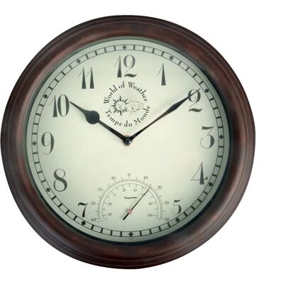 Esschert Design Gartenuhr Thermometer - Stationuhr mit Thermometer Esschert Design Gartenuhr Thermometer - Stationuhr mit Thermometer
