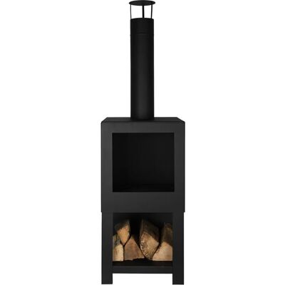 Chimenea exterior Esschert Design FF410 con almacenamiento para leña Chimenea exterior Esschert Design FF410 con almacenamiento para leña