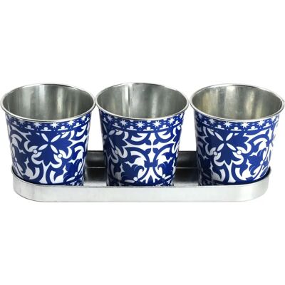Esschert Design EL077 Kék-Fehér Zinken Virágcserép Készlet - Kertdekoráció Esschert Design EL077 Kék-Fehér Zinken Virágcserép Készlet - Kertdekoráció