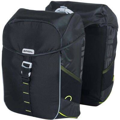 Basil Miles Dubbele Fietstas - 34L Waterdicht Polyester - Zwart Basil Miles Dubbele Fietstas - 34L Waterdicht Polyester - Zwart