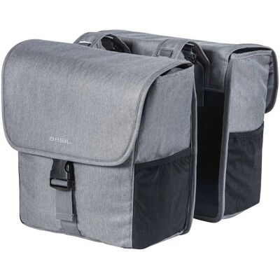Basil Double Bag Grijs melee - Fietstas, 32L, Universeel Systeem Basil Double Bag Grijs melee - Fietstas, 32L, Universeel Systeem