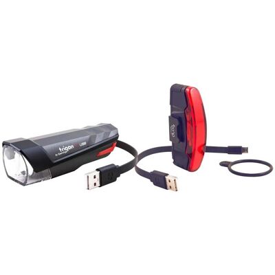 Spanninga Trigon 25 Fietslampen - Voor- & Achter USB - Zwart Spanninga Trigon 25 Fietslampen - Voor- & Achter USB - Zwart